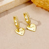 925 Sterling Silver Heart Geometric Pattern Pendant Earrings With Zircon Inlay Fashion Trendy Versatile Classic Hoop Earrings For Women With Platinum Or 18K Gold Electroplating