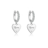 925 Sterling Silver Heart Geometric Pattern Pendant Earrings With Zircon Inlay Fashion Trendy Versatile Classic Hoop Earrings For Women With Platinum Or 18K Gold Electroplating