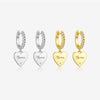 925 Sterling Silver Heart Geometric Pattern Pendant Earrings With Zircon Inlay Fashion Trendy Versatile Classic Hoop Earrings For Women With Platinum Or 18K Gold Electroplating