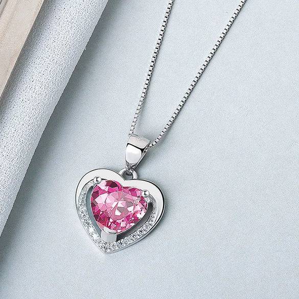 925 Sterling Silver Heart Pendant Necklace Electroplated Simple Trendy Collarbone Chain Gift For Women And Couples