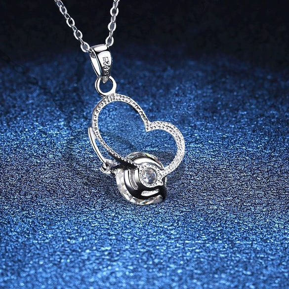 Sterling Silver Heart Pendant Necklace With Ochain And Electroplated Finish For Women