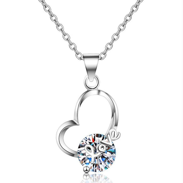 Sterling Silver Heart Pendant Necklace With Ochain And Electroplated Finish For Women