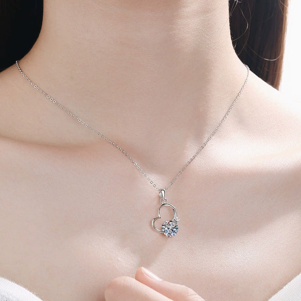 Sterling Silver Heart Pendant Necklace With Ochain And Electroplated Finish For Women