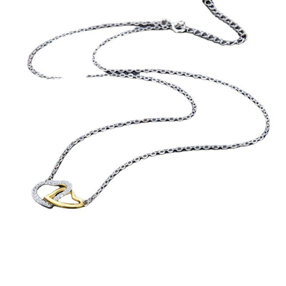 925 Sterling Silver Heart Pendant Necklace With Zircon Accents For Women Fashion Jewelry