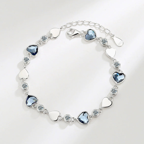 925 Sterling Silver Heart Pendant Necklace With Zircon Electroplated Heart Shaped Cross Chain Fashion Clavicle Necklace Gift