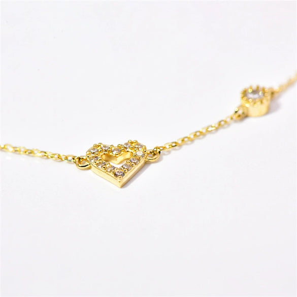 Sterling Silver Heart Shaped Diamond Plated Women's Bracelet