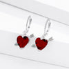 925 Sterling Silver Heart Shaped Earrings With Red Heart Stone Fashion Jewelry For Women And Men