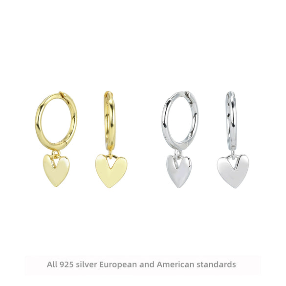 Sterling Silver Heart Shaped Fashion Cool Earrings For Women