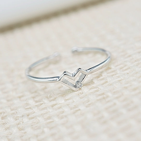 Sterling Silver Heart Shaped Love Ring With Electroplated Light Luxury Simple Style For Women And Girls