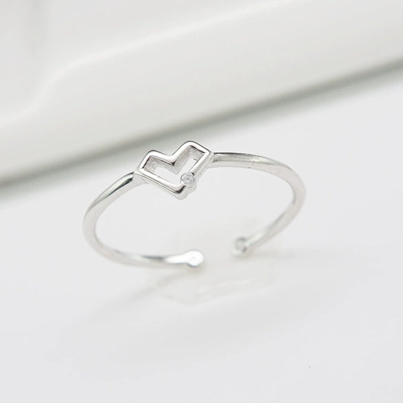 Sterling Silver Heart Shaped Love Ring With Electroplated Light Luxury Simple Style For Women And Girls