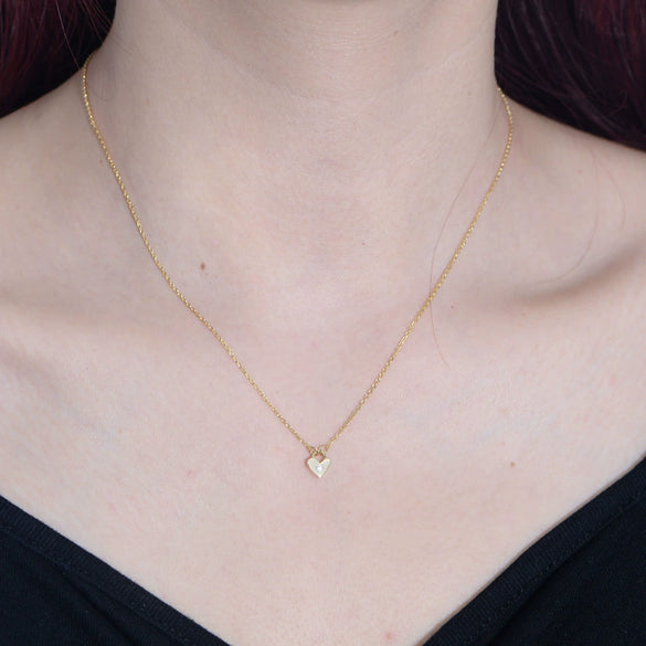 Sterling Silver Heartshaped Zircon Clavicle Chain Necklace