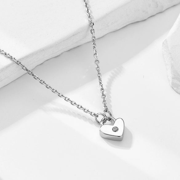 Sterling Silver Heartshaped Zircon Clavicle Chain Necklace
