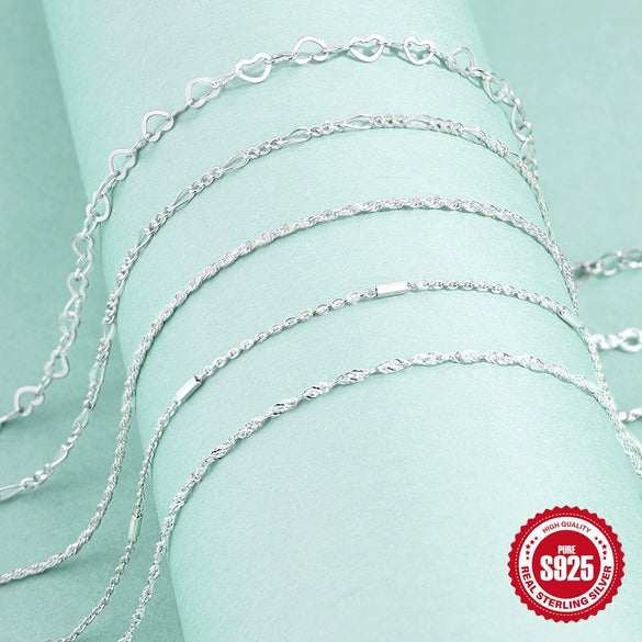 925 Sterling Silver Hemp Rope Chain Women's Diy Bracelet With Geometric Design And Electroplating Treatment