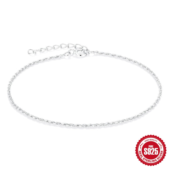 925 Sterling Silver Hemp Rope Chain Women's Diy Bracelet With Geometric Design And Electroplating Treatment