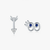 925 Sterling Silver Hollow Eyes Eyelash Arrow Women's Fashion Asymmetric Earrings With Diamond Design
