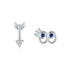 925 Sterling Silver Hollow Eyes Eyelash Arrow Women's Fashion Asymmetric Earrings With Diamond Design