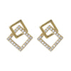 Sterling Silver Hollow Geometric Square Earrings With Zircon Accents Simple Electroplated Women's Jewelry