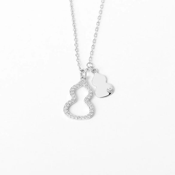 925 Sterling Silver Hollow Gourd Pendant Necklace With Mixed Gem Inlay Electroplated Rose Gold Or Silver Collarbone Chain For Women