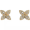 Sterling Silver Hydrangea Flower Earrings Plated With 14K Gold Inlaid With Diamonds