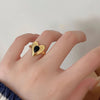 Sterling Silver IG Style Casual Inlay Heart Shape Agate Adjustable Ring