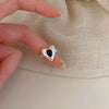 Sterling Silver IG Style Casual Inlay Heart Shape Agate Adjustable Ring