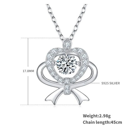 Sterling Silver IG Style Elegant Heart Shape GRA Inlay Moissanite Pendant Necklace