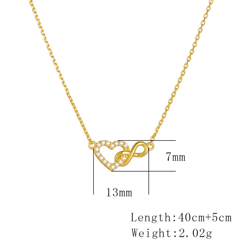 Sterling Silver IG Style Elegant Lady Plating Inlay Infinity Heart Shape Zircon Pendant Necklace