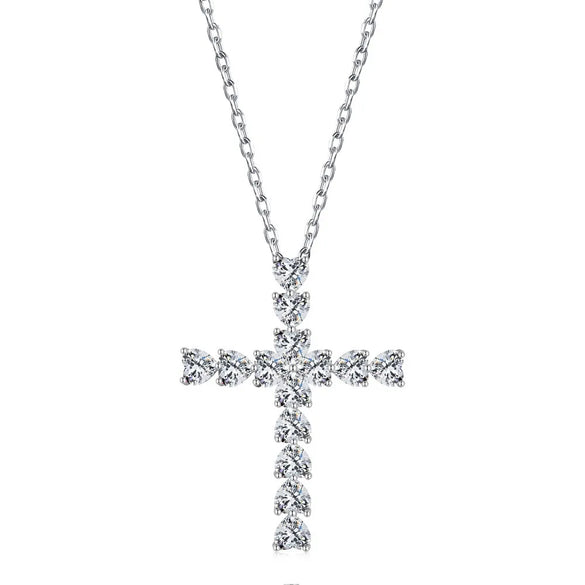 Sterling Silver IG Style Modern Style Plating Inlay Geometric Cross Zircon Pendant Necklace
