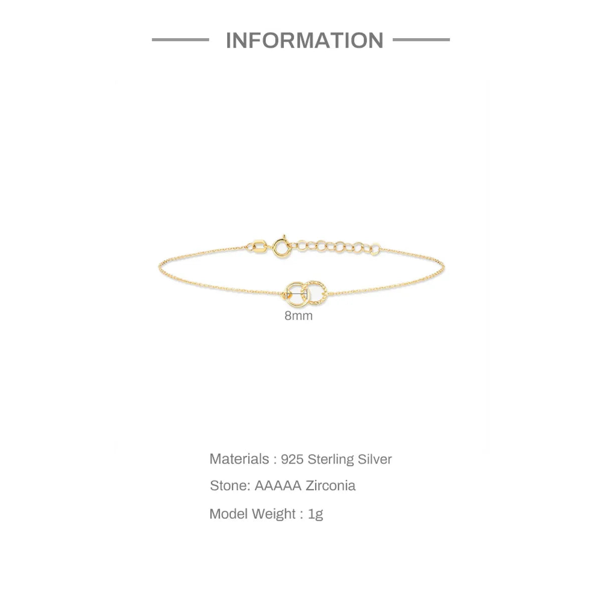 Sterling Silver IG Style Simple Style Circle Plating Bracelets