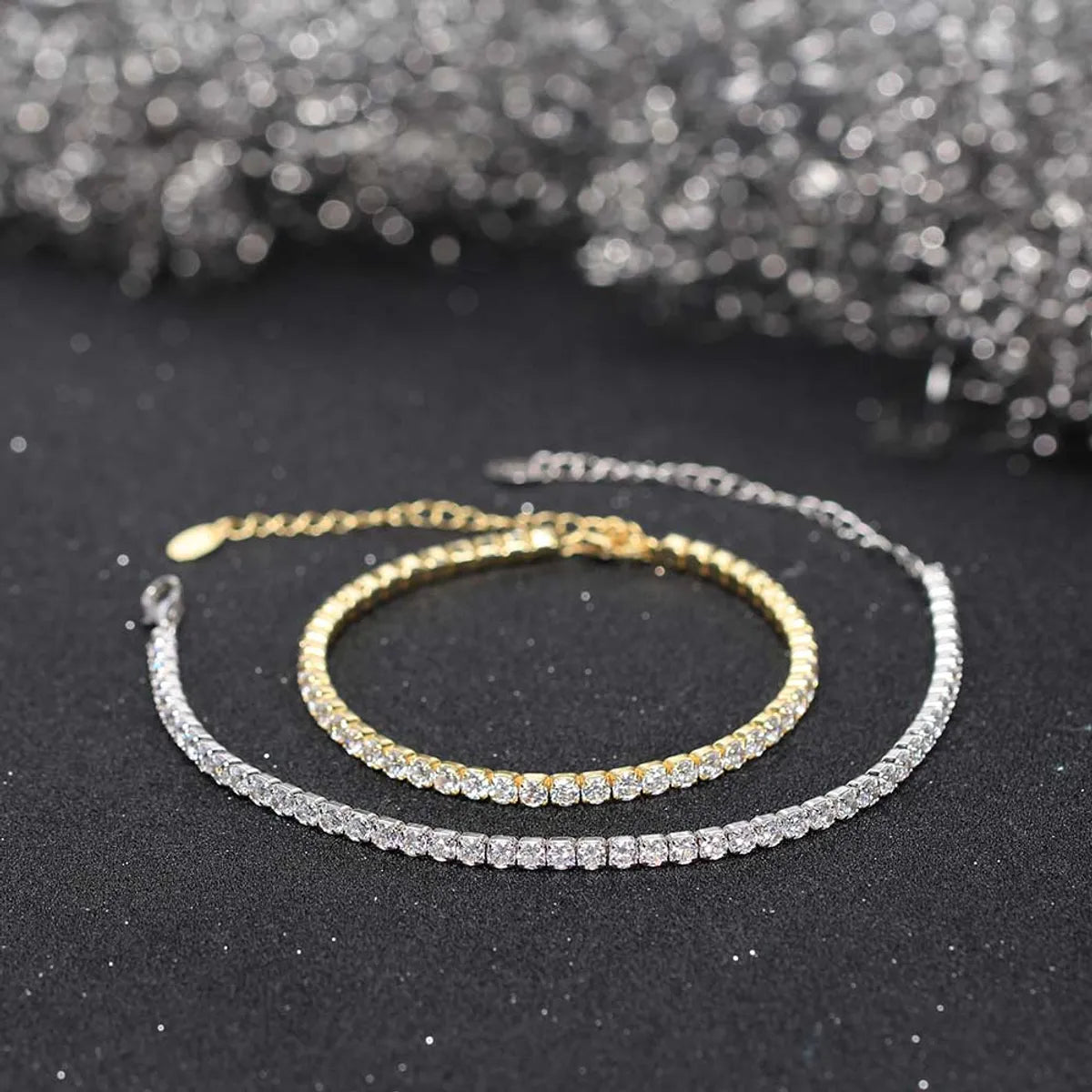 Sterling Silver IG Style Simple Style Classic Style Plating Inlay Round Round Dots Zircon Bracelets