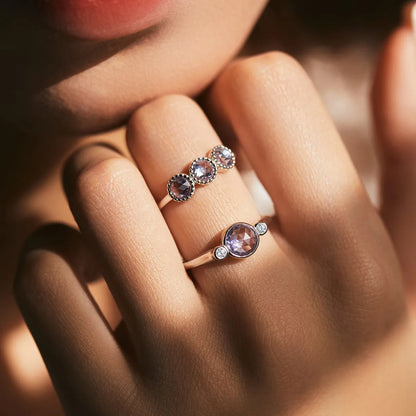 Sterling Silver Ig Style Sweet Round Plating Inlay Zircon Rings