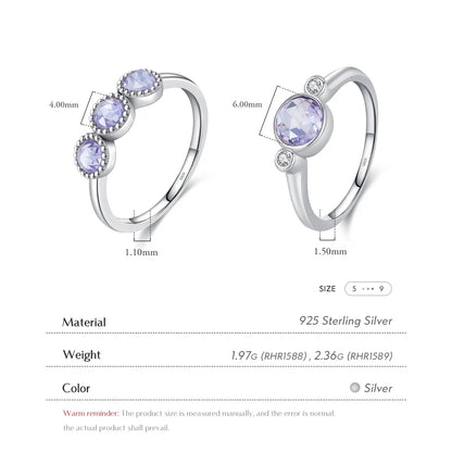 Sterling Silver Ig Style Sweet Round Plating Inlay Zircon Rings