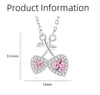 Sterling Silver Inlay Cherry Heart Shape Zircon Pendant Necklace