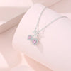 Sterling Silver Inlay Cherry Heart Shape Zircon Pendant Necklace
