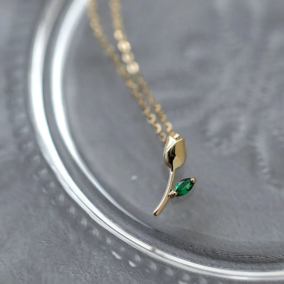 Sterling Silver Inlay Flower Rhinestones Pendant Necklace