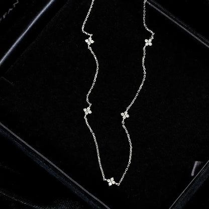 Sterling Silver Inlay Four Leaf Clover Necklace