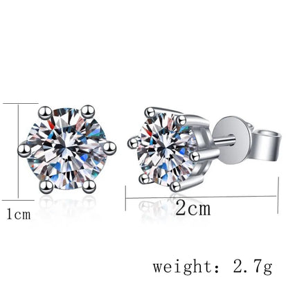 Sterling Silver Inlay Gem Moissanite High Carbon Diamond Ear Studs