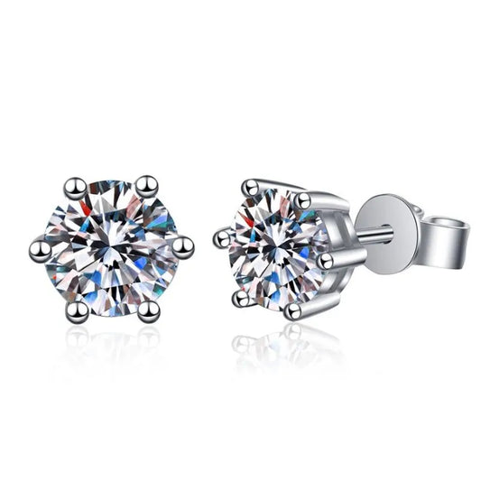 Sterling Silver Inlay Gem Moissanite High Carbon Diamond Ear Studs