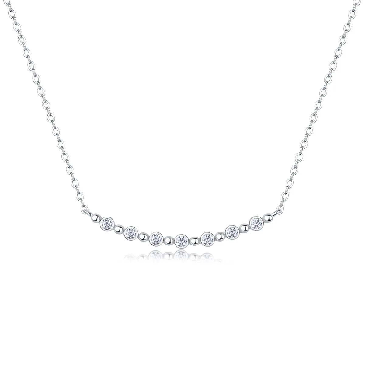 Sterling Silver Moissanite Inlay Geometric GRA Certificate Necklace