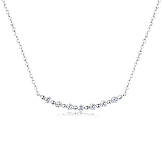 Sterling Silver Moissanite Inlay Geometric GRA Certificate Necklace