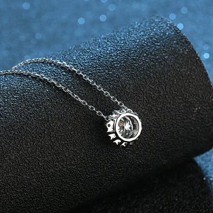 Sterling Silver Inlay Round Moissanite High Carbon Diamond Necklace