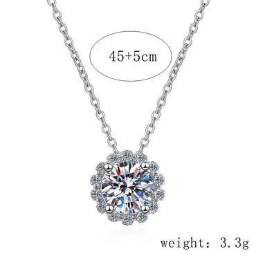 Sterling Silver Inlay Round Moissanite High Carbon Diamond Necklace