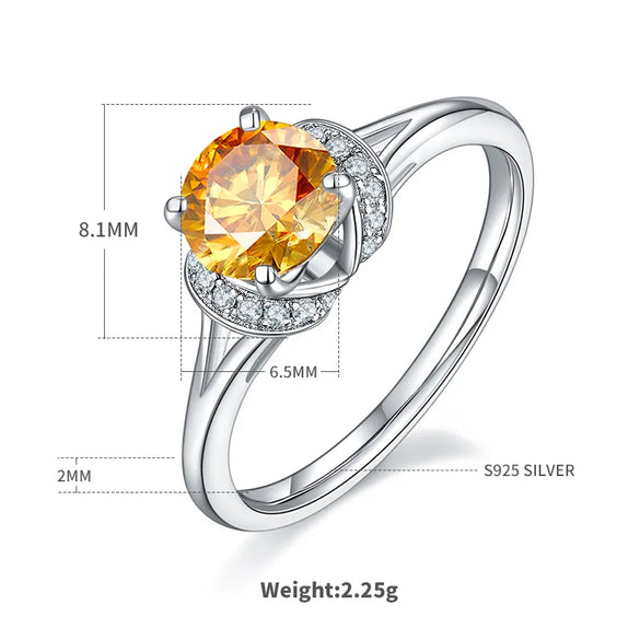 Sterling Silver Inlay Round Moissanite Rings