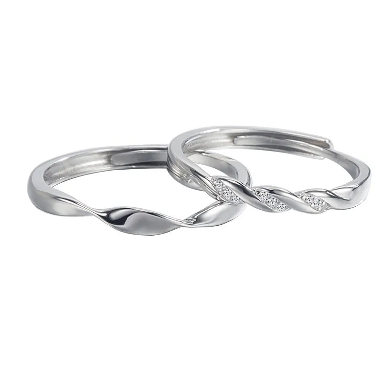 Sterling Silver Inlay Solid Color Zircon Open Rings