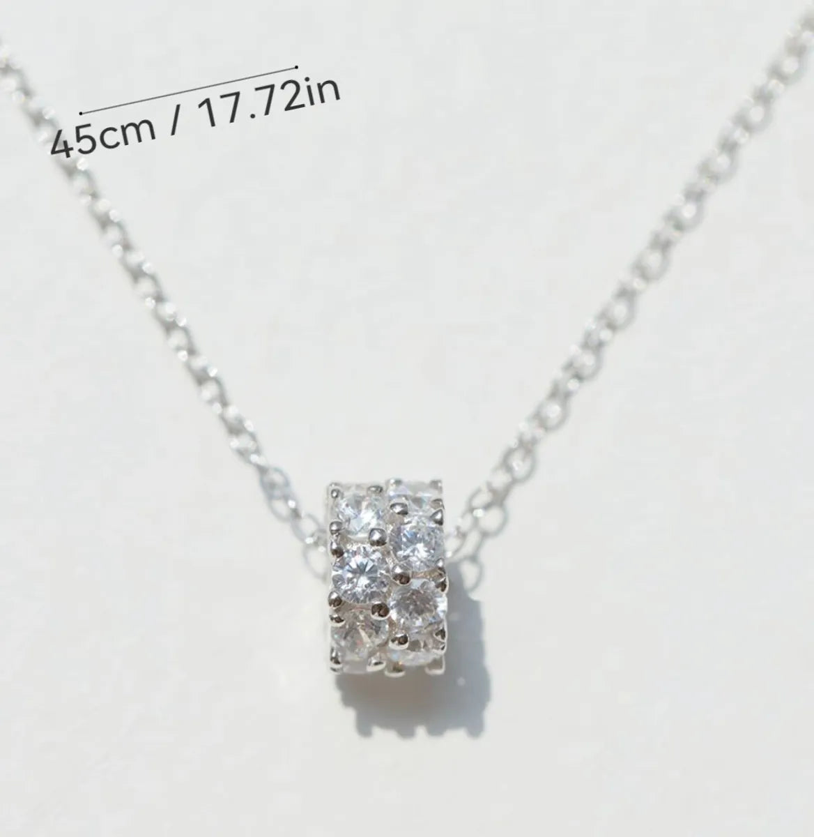 Sterling Silver Inlay Solid Color Zircon Pendant Necklace