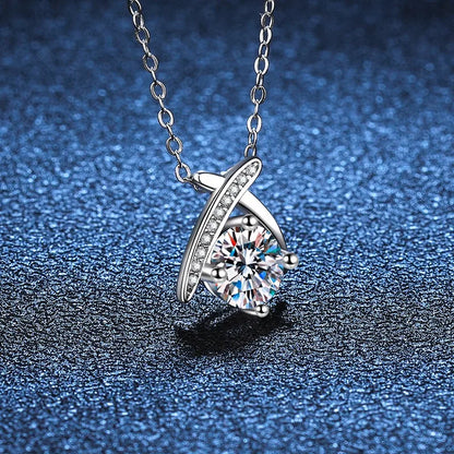 Sterling Silver Inlay Splicing Moissanite Zircon Pendant Necklace