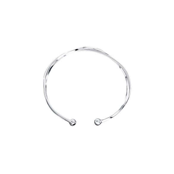 Sterling Silver Interwoven Bracelet With Mobius Ring Design And Electroplated Finish Simple Minimalist Jewelry