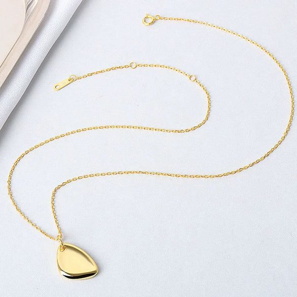 925 Sterling Silver Irregular Geometric Glazed Pendant Necklace Minimalist Electroplated Metallic Clavicle Chain