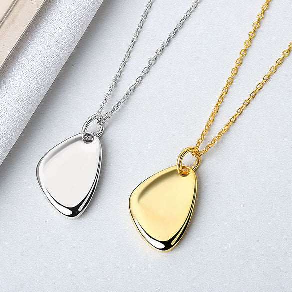 925 Sterling Silver Irregular Geometric Glazed Pendant Necklace Minimalist Electroplated Metallic Clavicle Chain