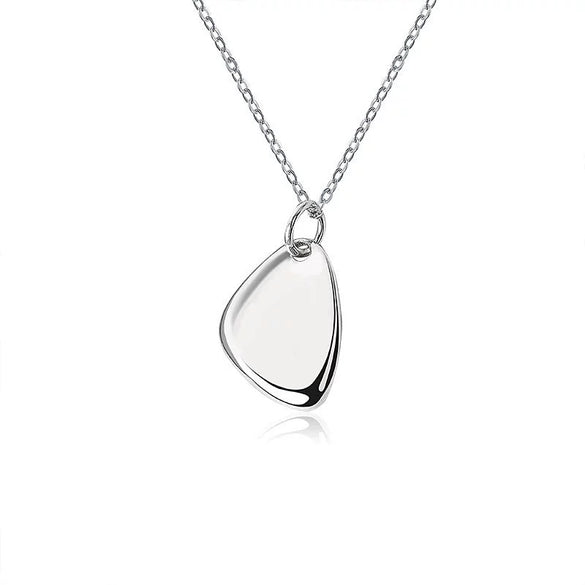 925 Sterling Silver Irregular Geometric Glazed Pendant Necklace Minimalist Electroplated Metallic Clavicle Chain